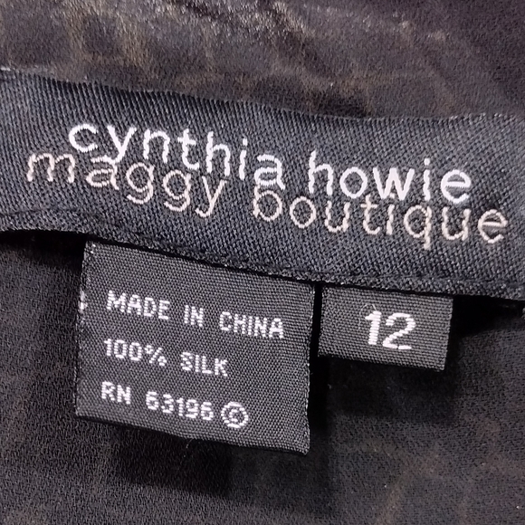 Vintage Cynthia Howie 100% Silk Skirt Womens 12 Black Tan Boho Retro 90s Y2K - Picture 7 of 7